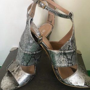 Zosdon Silver Snake Embossed Stilettos
